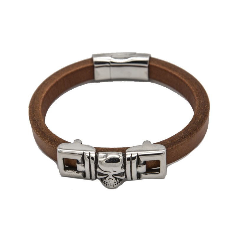 Pulsera cuero y acero Pulsera cuero y acero